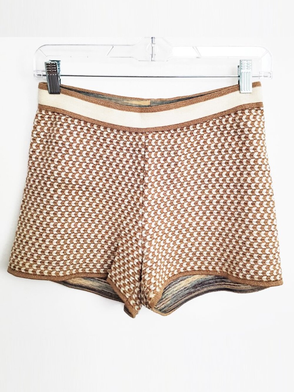 M Missoni Gold Creme Lurex Bronze Metallic Shorts Size IT 42